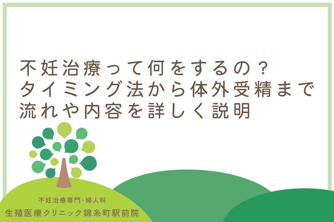 不妊治療って何をするの？タイミング法から体外受精までの流れや内容を詳しく説明します。【専門医監修】｜不妊治療なら生殖医療クリニック錦糸町駅前院