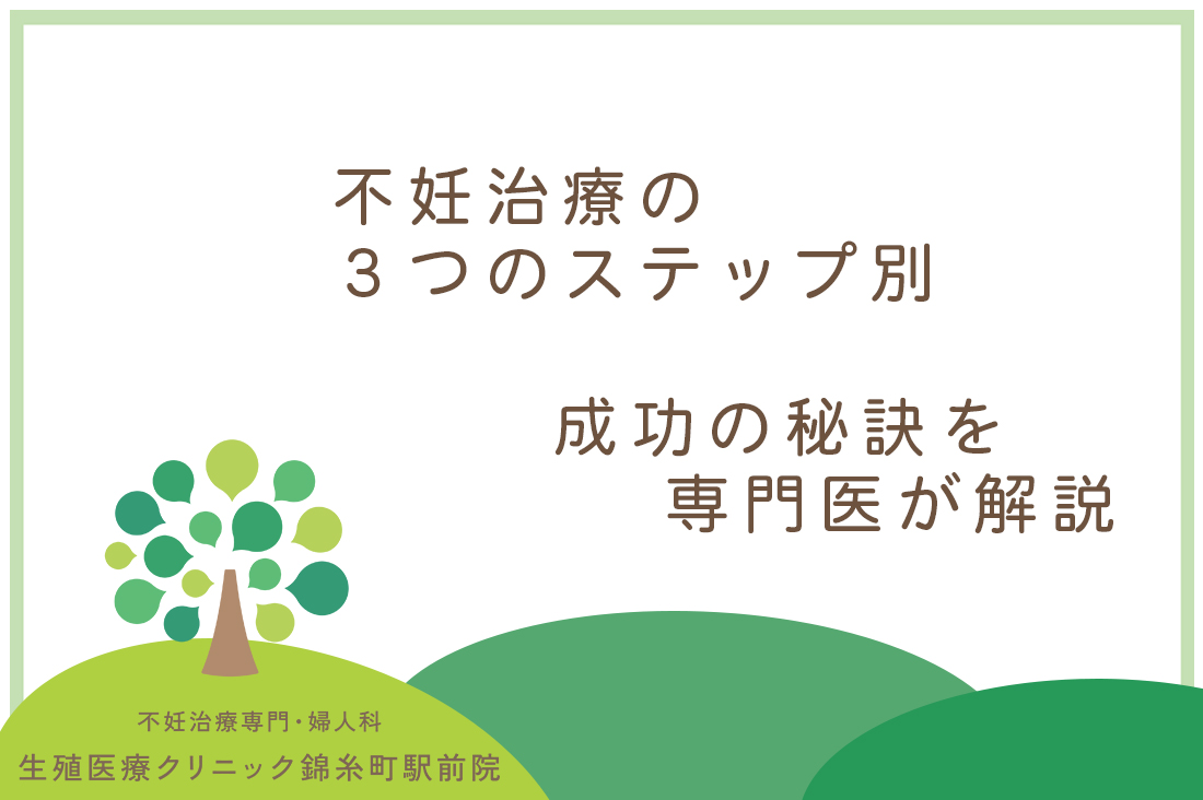 不妊治療の3つのステップと流れを専門医が徹底解説｜ステップ別成功の秘訣｜タイミング法→人工授精→体外受精（顕微授精）｜不妊治療なら生殖医療クリニック錦糸町駅前院