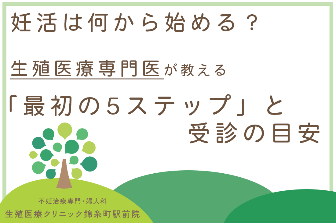 妊活は何から始める？生殖医療専門医が教える「最初の5ステップ」と受診の目安【2026年最新】｜不妊治療・体外受精・卵子凍結なら生殖医療クリニック錦糸町駅前院