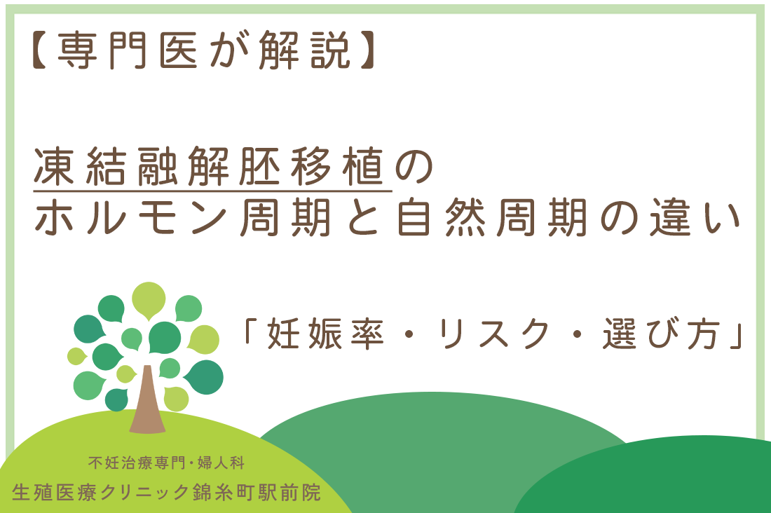 【専門医が解説】凍結融解胚移植のホルモン補充周期と自然周期の違い｜妊娠率・リスク・選び方｜不妊治療・体外受精・卵子凍結なら生殖医療クリニック錦糸町駅前院